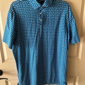 Daniel Cremieux Blue and White Patterned Polo Shirt